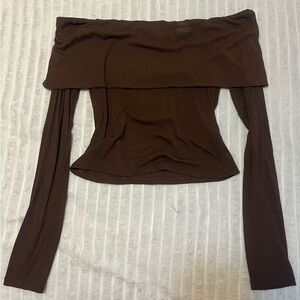 Elegant Brown Off-Shoulder Top